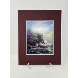 VINTAGE THOMAS KINKADE MATTED COLLECTOR'S PRINT SPLIT ROCK LIGHT UNFRAMED COA